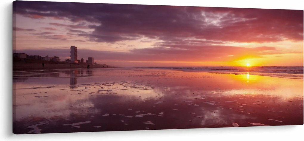 Obraz - Pláž pri západe slnka (120x50 cm)