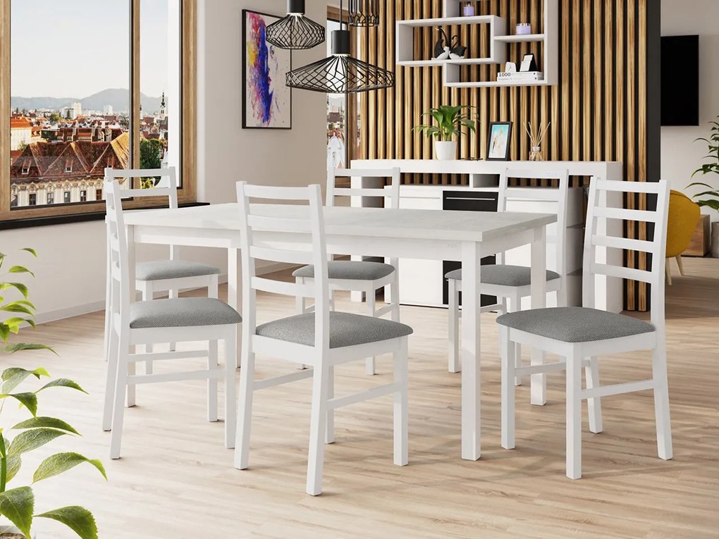 Rozkladací jedálenský stôl so 6 stoličkami AL02, Morenie: Orech - L, Poťahové látky: Zetta 300