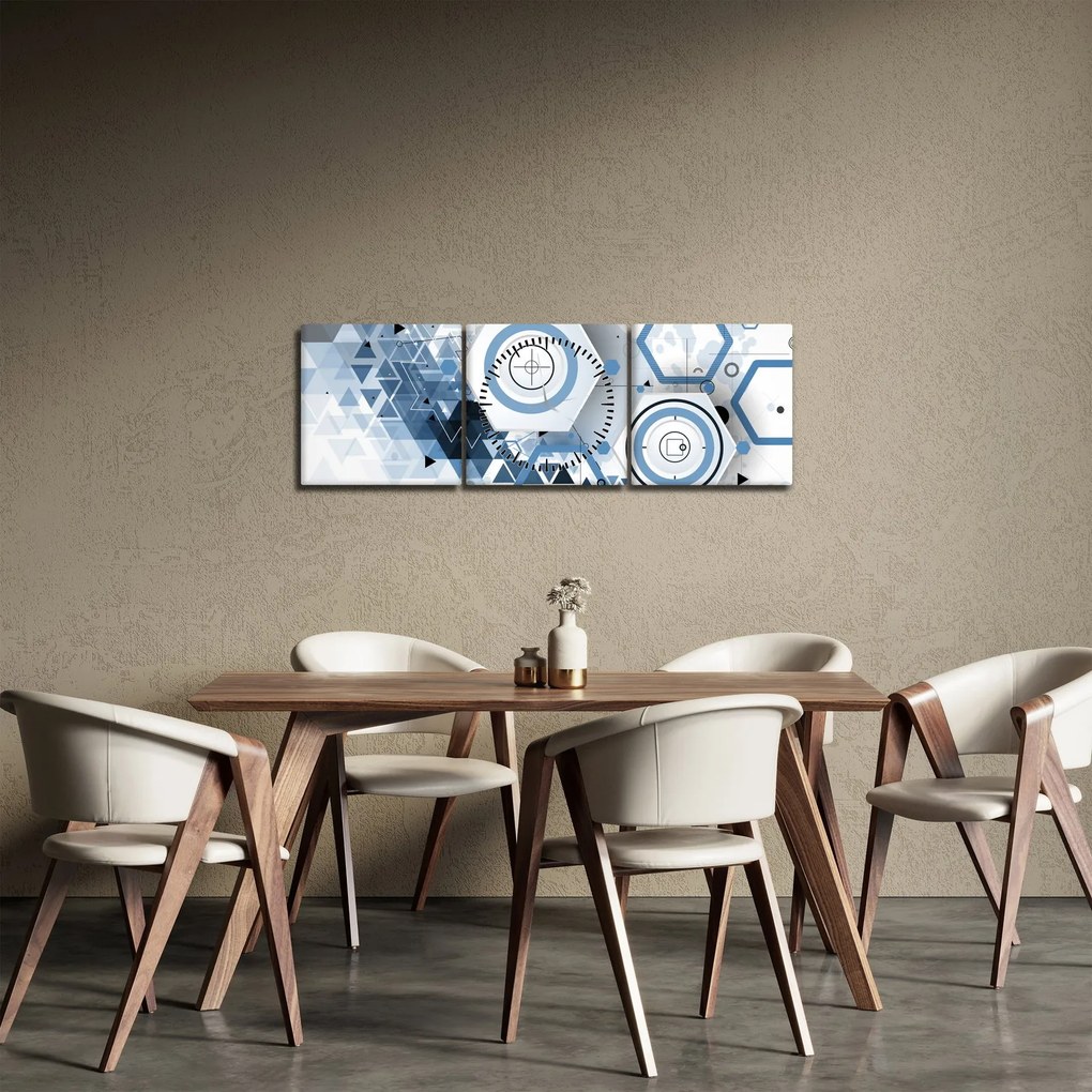Obraz - Geometrická abstrakcia (s hodinami) (90x30 cm)