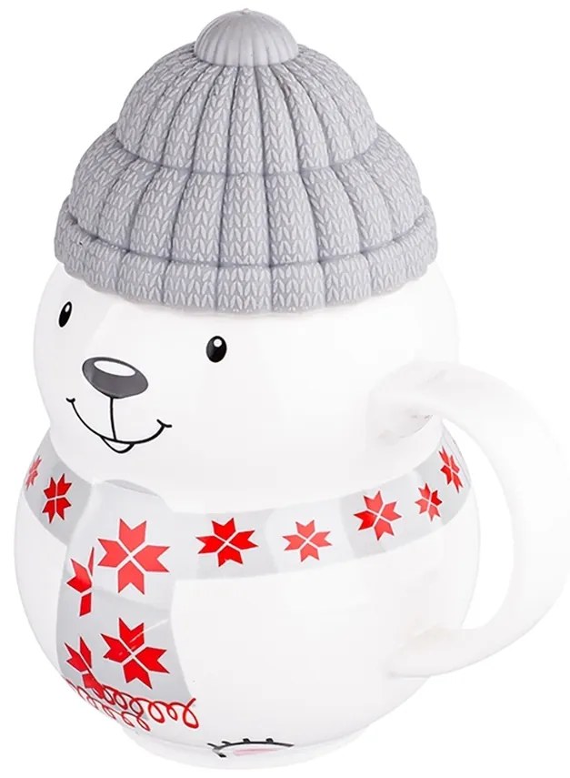 Altom Vianočný hrnček so silikónovým viečkom Christmas Bear, 350 ml