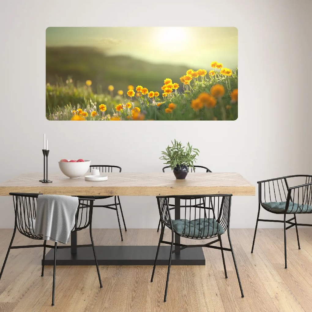 PIPPER. Samolepiaca textilná tapeta - Žlté kvety na lúke