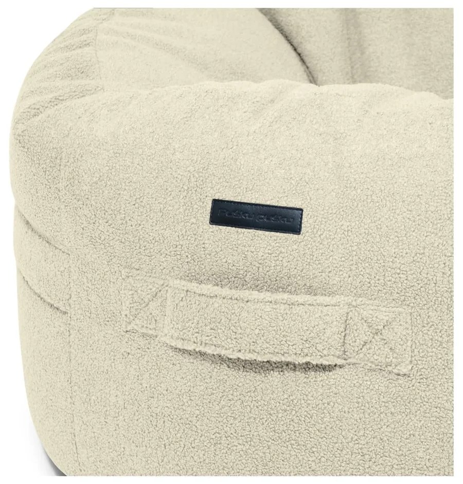 Krémový sedací vak z textílie buklé Roll 105 – SLOWDOWN