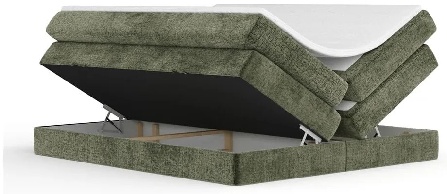Tmavozelená boxspring posteľ s úložným priestorom/bez čela 160x200 cm Juniper – Maison de Rêve