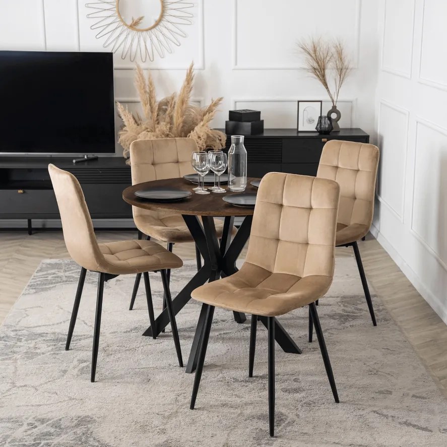 Stôl ERION 90 cm Dub Rustikál / čierny