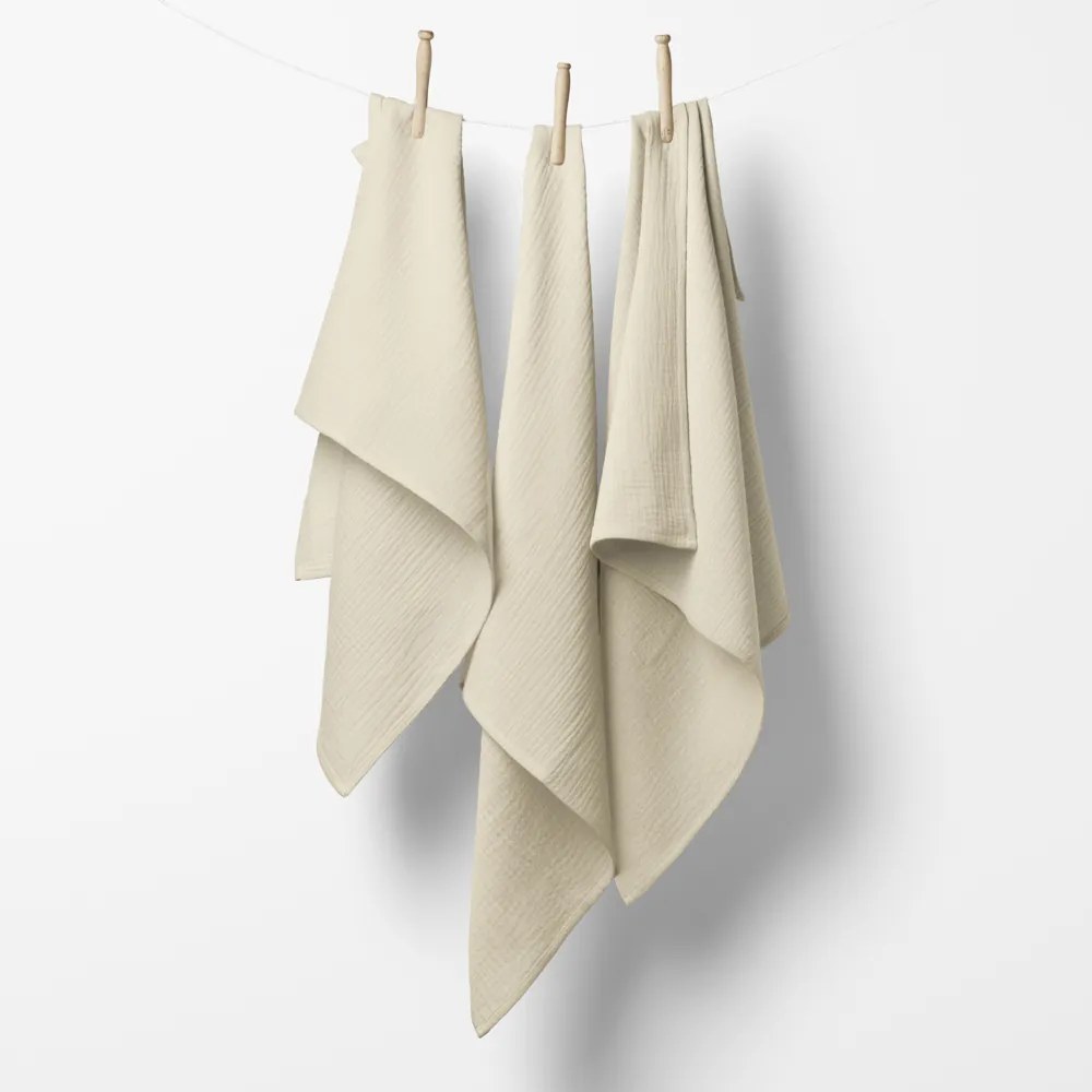 Biante Mušelínová plienka/dečka Nature MSN-080 Krémová - ZVÝHODNENÁ SADA 3 KS 120x120 cm - Sada 3 ks