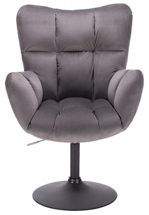 LuxuryForm DESIGN Kreslo AURORA VELUR na čiernom tanieri - tmavo šedé