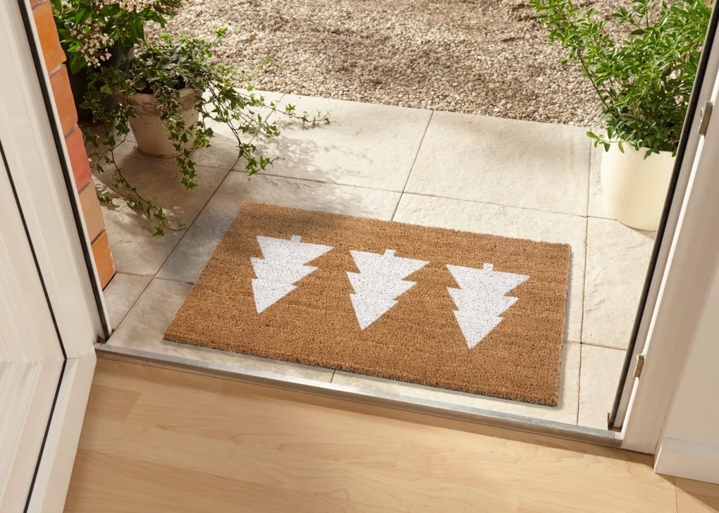 Hanse Home, Rohožka 3 stromy biela 105670 – na von aj na doma, 45x75, hnedá, chodba / predsieň
