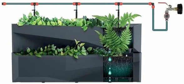 Súprava dvoch vertikálnych kvetináčov CASCADE GARDEN WALL antracit