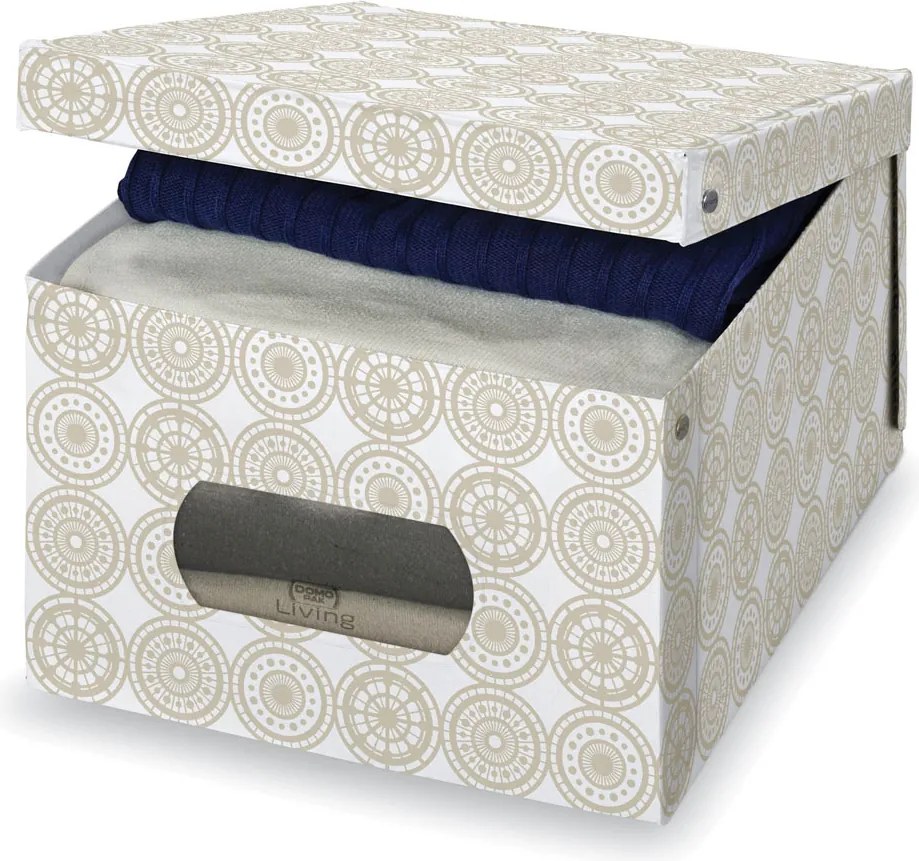 Domopak Úložný box s vekom ELLA béžový, L
