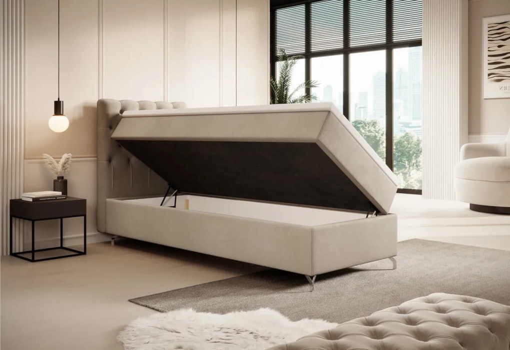 Čalúnená posteľ boxspring FESTER - monolith 59 / ľavá / 90x200