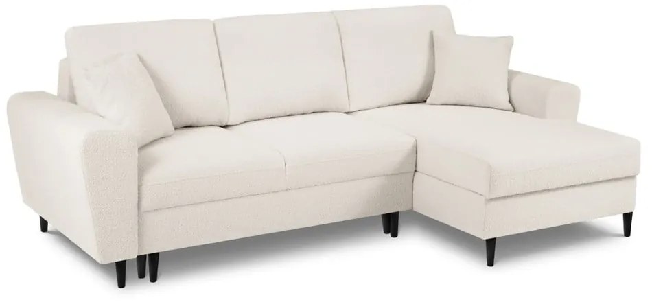 Béžová rozkladacia/s úložným priestorom rohová pohovka z textílie buklé (pravý roh/s leňoškou) Kyoto – Cosmopolitan Design