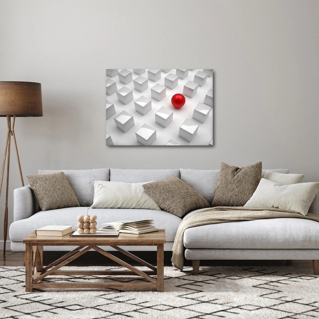 Obraz abstrakcie - kocky s guľou (70x50 cm)