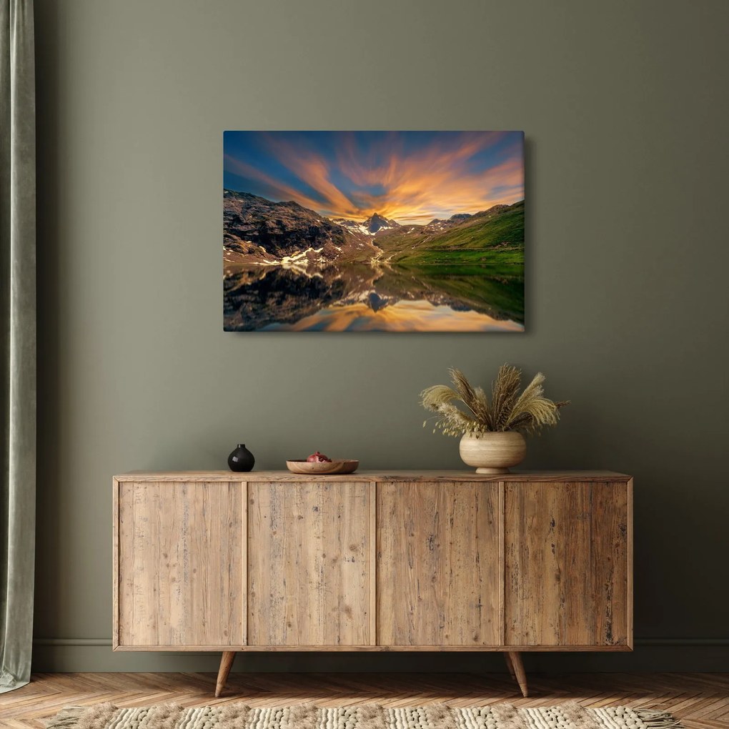 Obraz - Odraz v horskom jazere (90x60 cm)