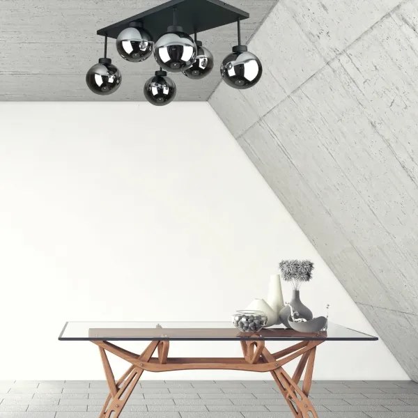 Prisadený luster DEA 6xE14/60W/230V čierna/dymová čierna