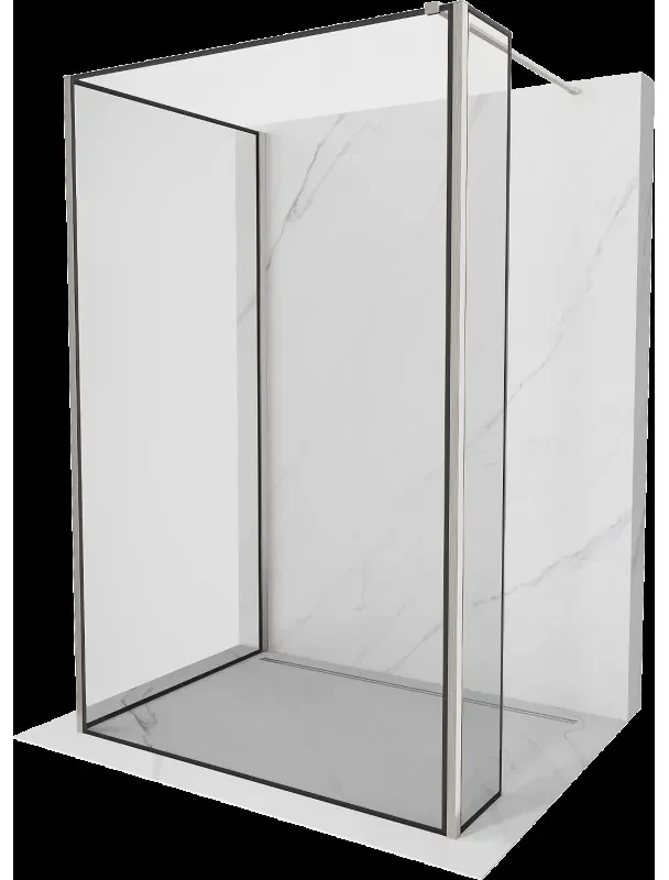 Mexen Kioto sprchová zástena Walk-in 130 x 70 x 40 cm, čierny vzor, nerezová oceľ - 800-130-070-221-97-70-040