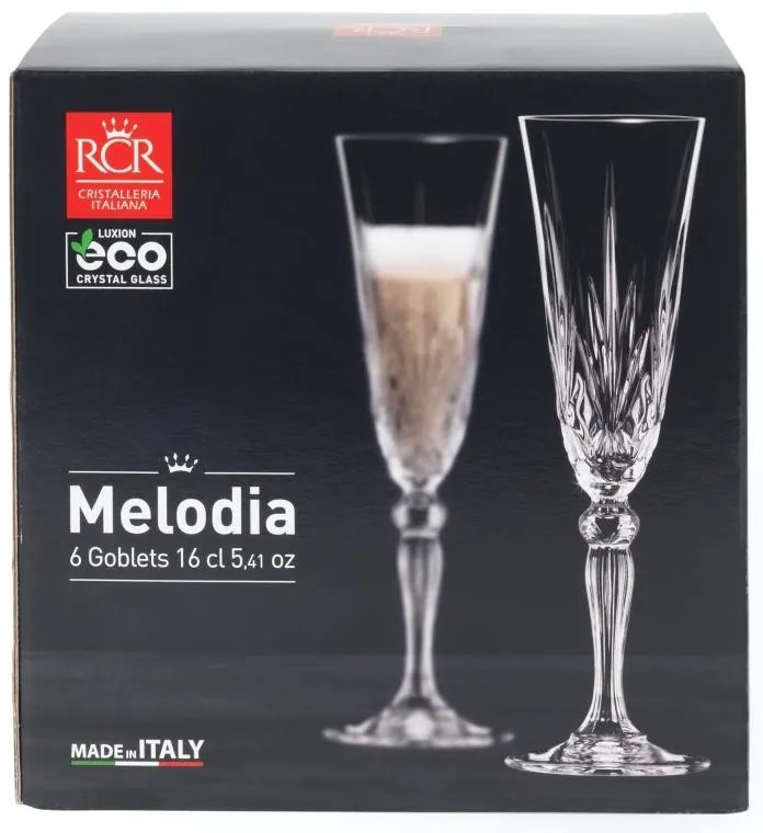 RCR MELODIA POHÁR NA ŠAMPANSKÉ 160ML SADA 6 KS