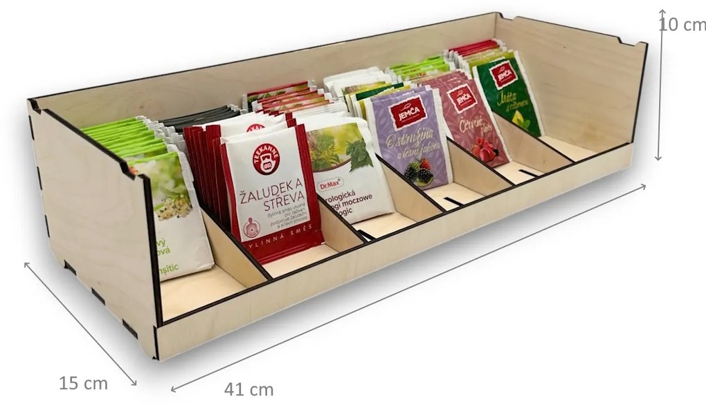 usporadejto.cz Stohovateľný organizér na čajové vrecúška aj krabičky, 5 variabilných priehradiek VASKY Cenové rozpätie: cena za 1ks