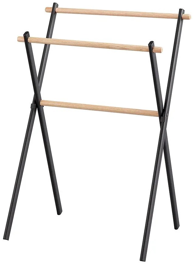 Stojan na osušky Nn6195 59x40x87cm čierny/bambus