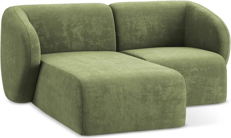 Zelená ženilková rohová pohovka (ľavý roh/s leňoškou) Lani – Makamii