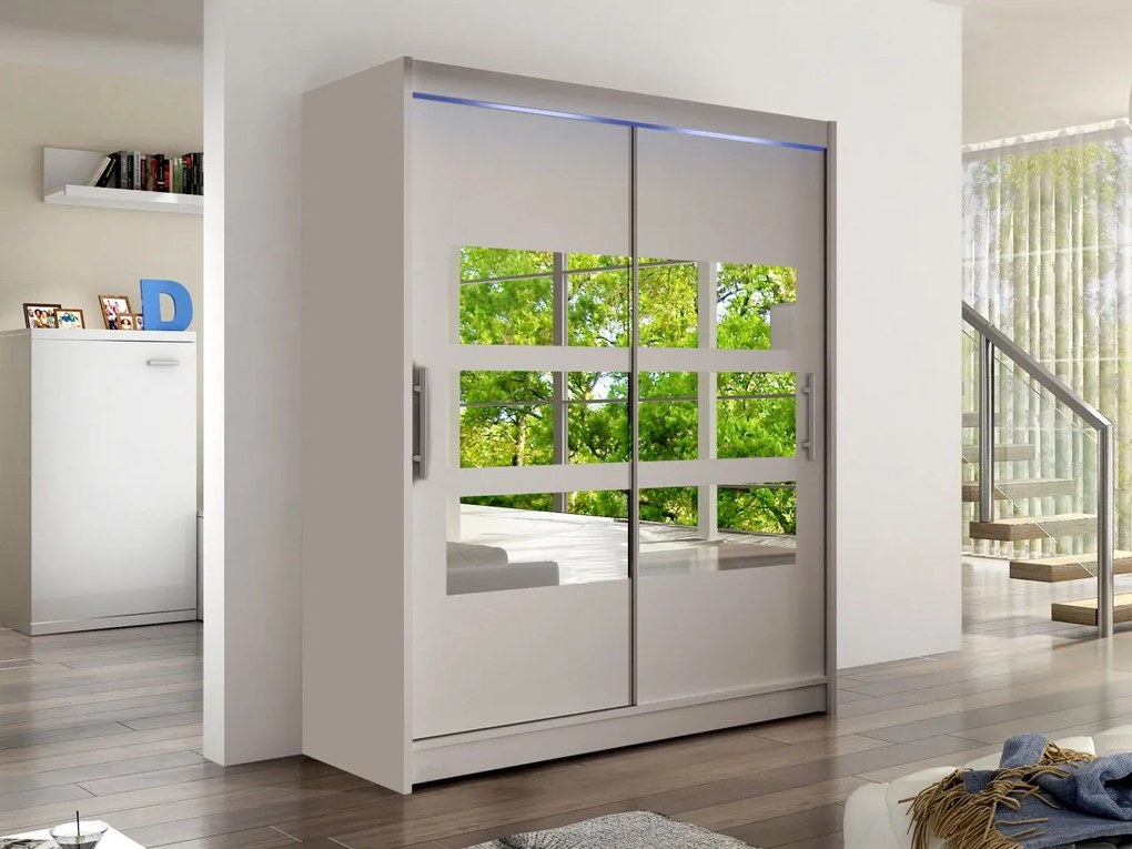 Skriňa Presto VII, Farby: biela, Osvetlenie: osvetlenie LED RGB - farebné