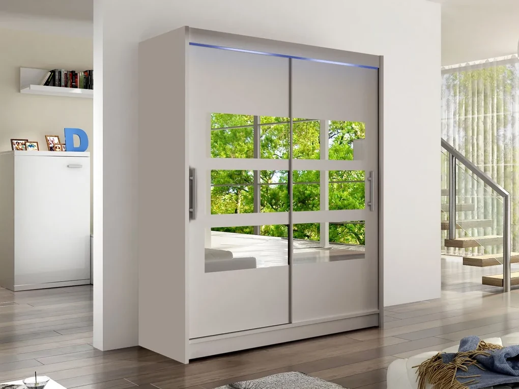 Skriňa Presto VII, Farby: biela, Osvetlenie: osvetlenie LED RGB - farebné