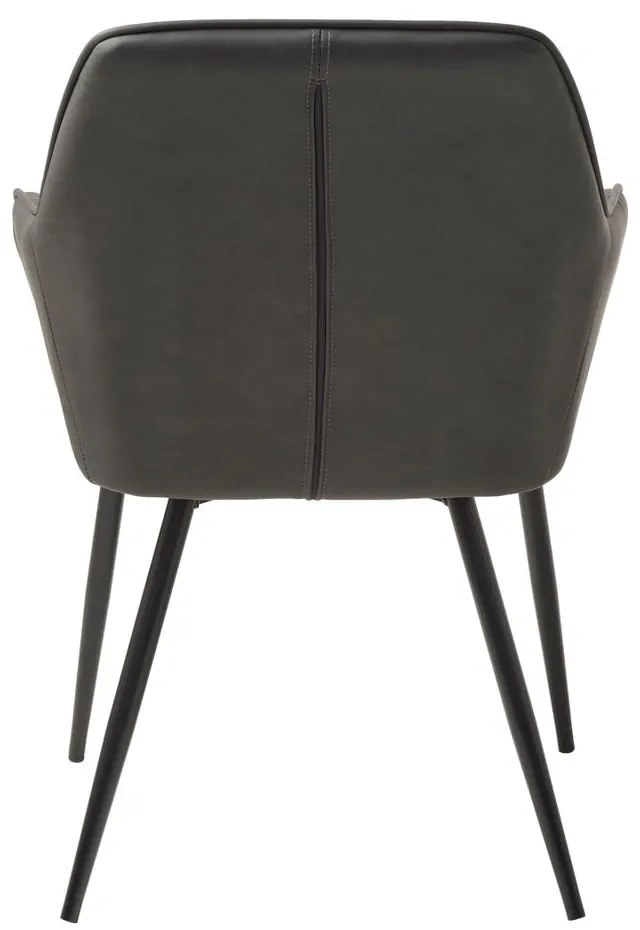 Tmavosivé čalúnené jedálenské kreslá v súprave s podrúčkami 2 ks Nolan Stripe – Unique Furniture