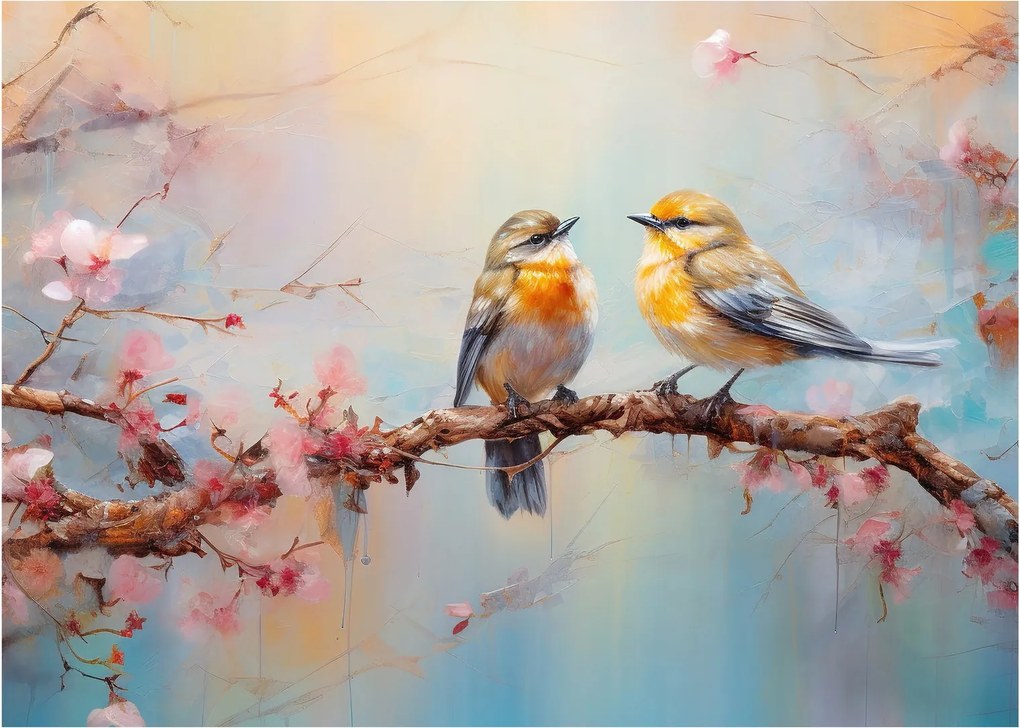 Obraz - Zamilovaní vtáčiky (70x50 cm)