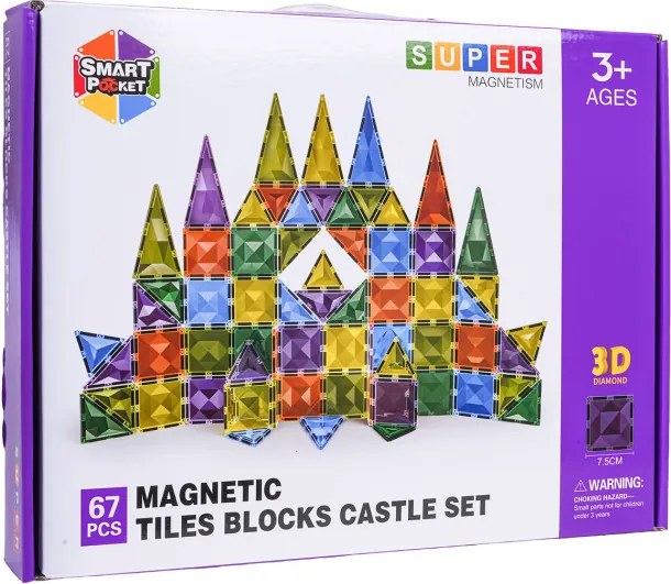 Magnetická stavebnica SUPER MAGNETISM, 67 dielikov