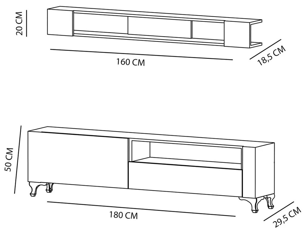 Obývacia stena KAR 180 cm biela