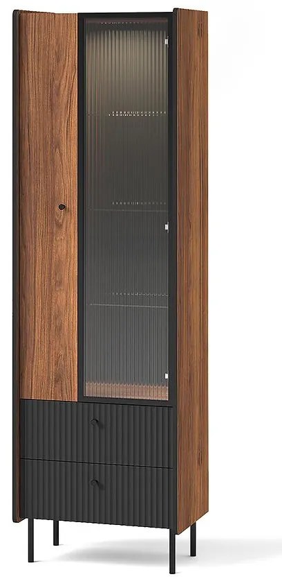 Vitrína Prestigo P3 1d1w2s Walnut War/San Seb/Black