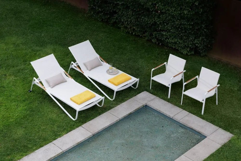 KETTLER DIAMOND hliníkové ležadlo s teakovými opierkami