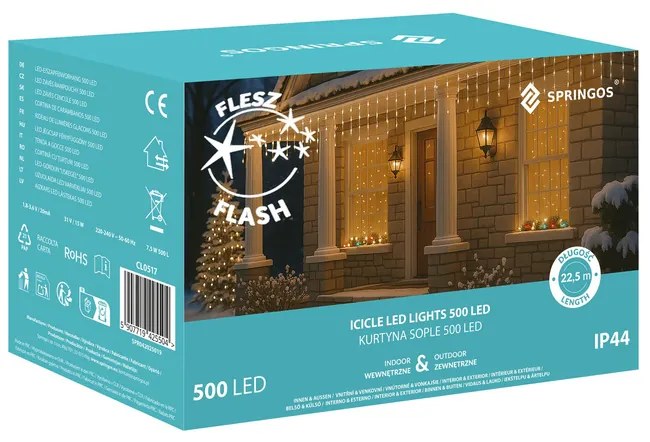Záves vianočných svetiel 500LED SPRINGOS CL0517
