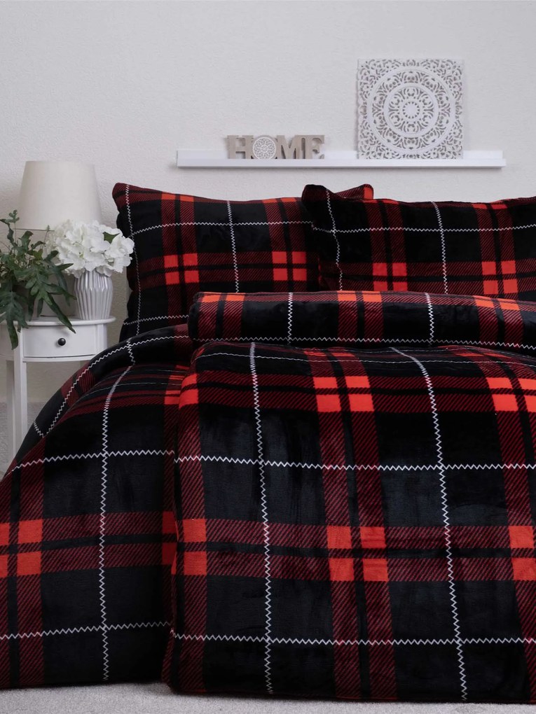 Predĺžené obliečky mikroplyš Exclusive – Scot červené