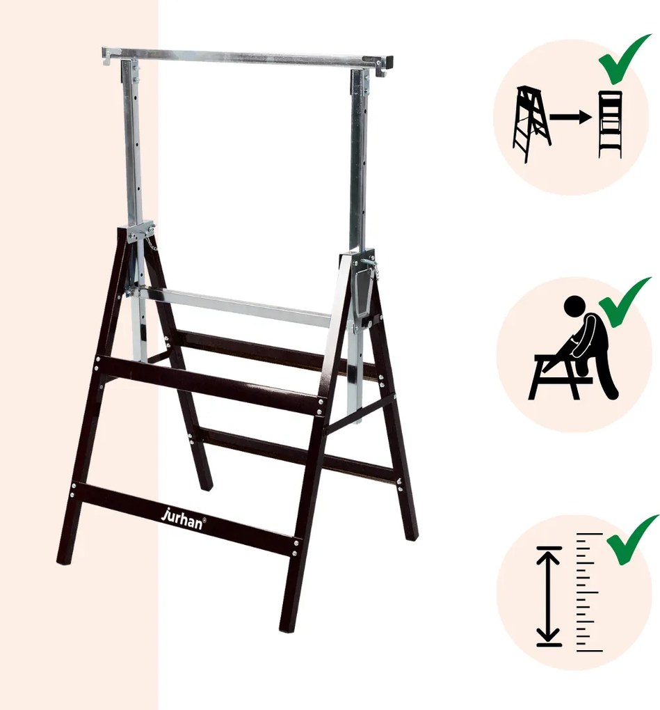 Teleskopické lešenárske kozy DANNY, sada 2 ks, max. 200 kg, 60 x 56 x 81-130cm, strieborná/čierna Jurhan