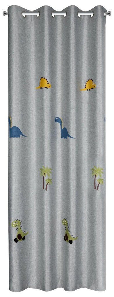 DETSKÝ ZÁVES NA KRÚŽKOCH DINO 140X250 CM STRIEBORNÁ