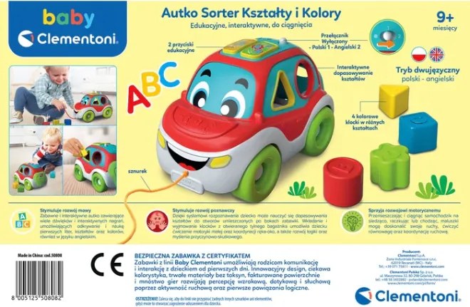 Interaktívny triedič tvarov a farieb áut poľština a angličtina Clementoni 50808