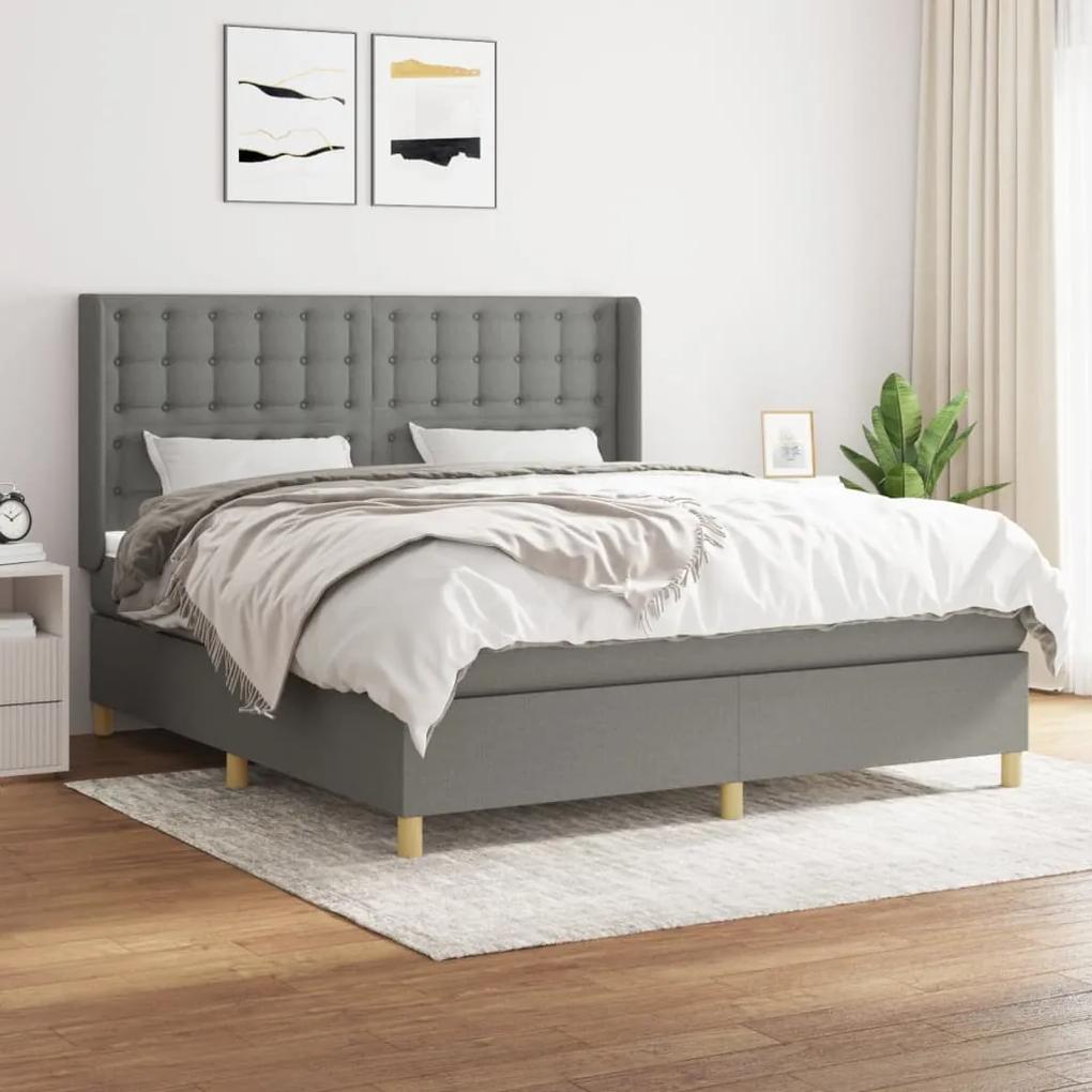 Boxspring posteľ s matracom tmavosivá 180x200 cm látka 3132330