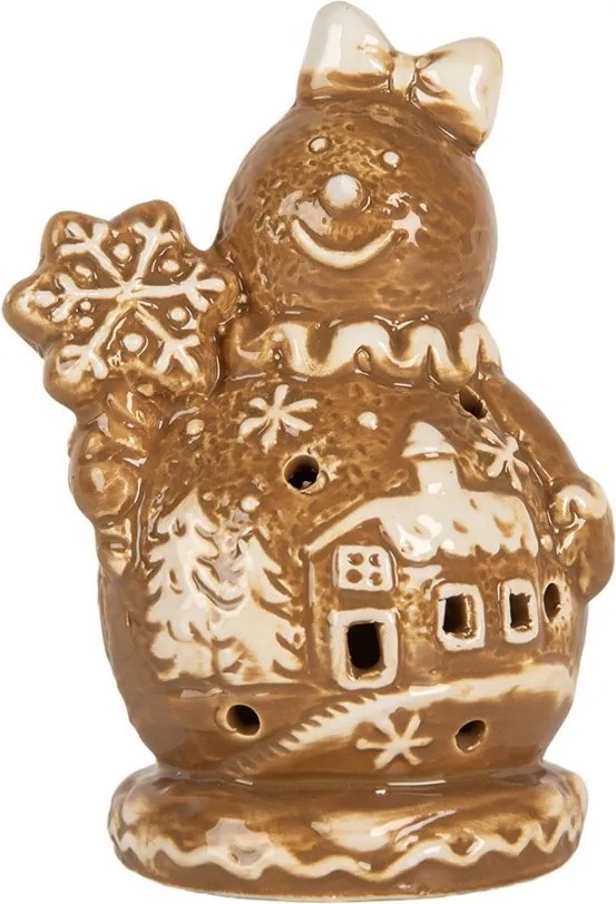 Christmas Decoration Snowman 9x7x13 Cm Brown Ceramic - 9*7*13 cm