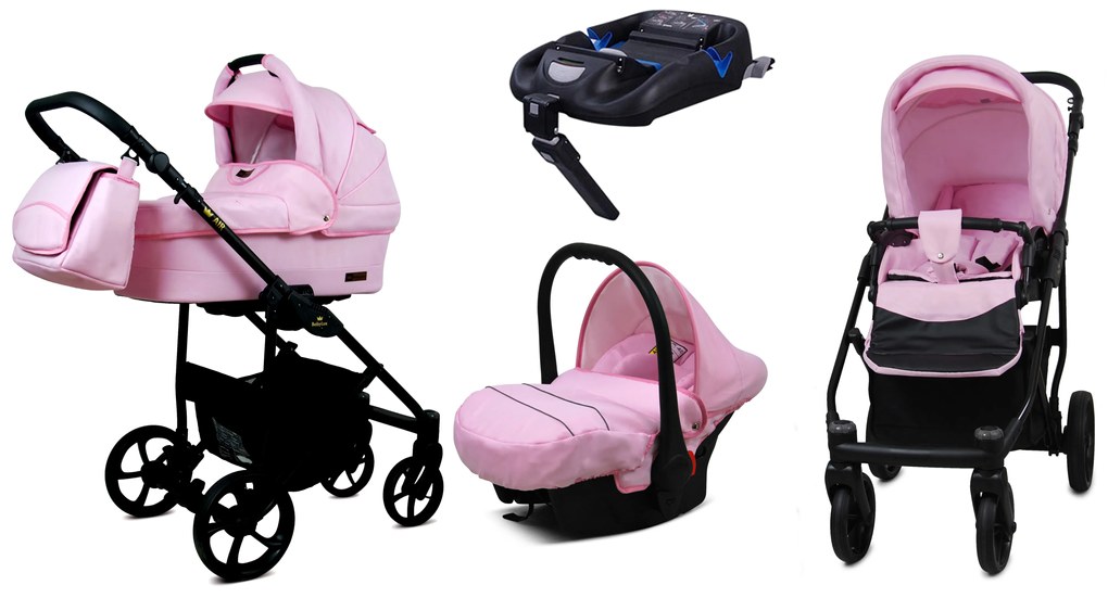 Detský kočík 4v1 BabyLux AIR ALU Sweet Pink + isofix základňa