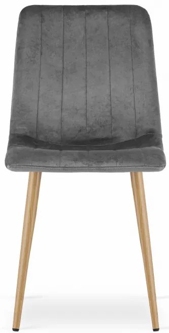 Jedálenská stolička LAVA zamatová sivá / drevené nohy