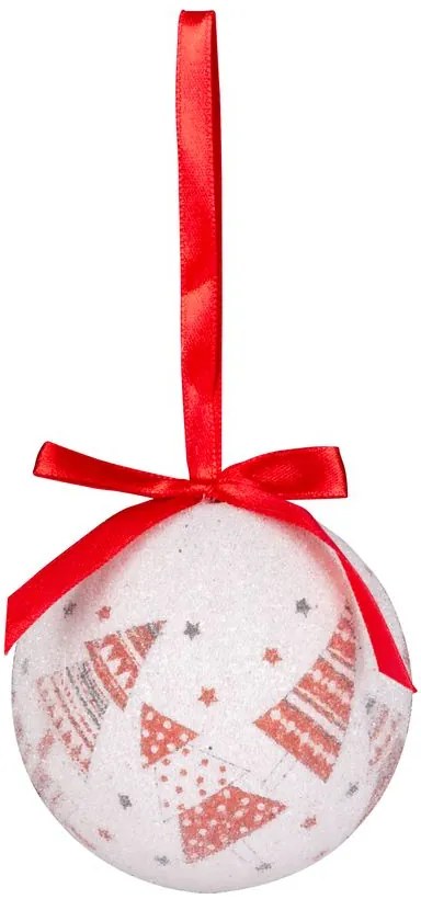 Gule MagicHome Vianoce, so stromčekmi, 6 ks, 7,5 cm, červeno/biele, na vianočný stromček