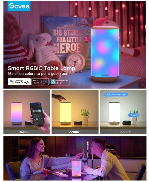 Govee - LED RGBIC Stmievateľná stolná lampa AURA 2 2200-6500K Wi-Fi Matter