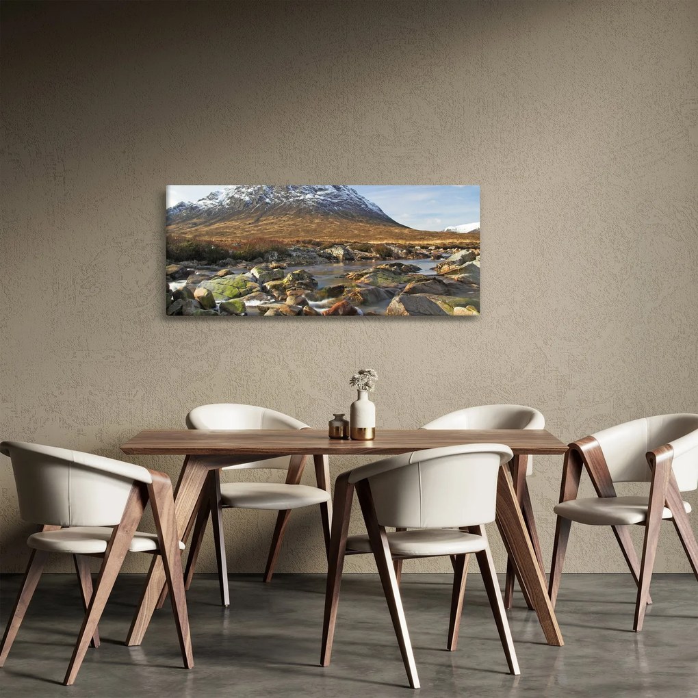 Obraz - Hora s riekou (120x50 cm)