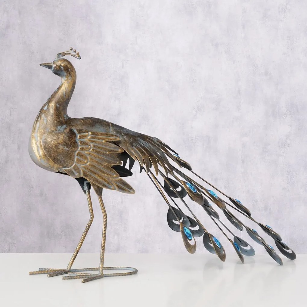 BOLTZE Záhradná kovová figúrka Pavo, 47x64 cm, hnedá