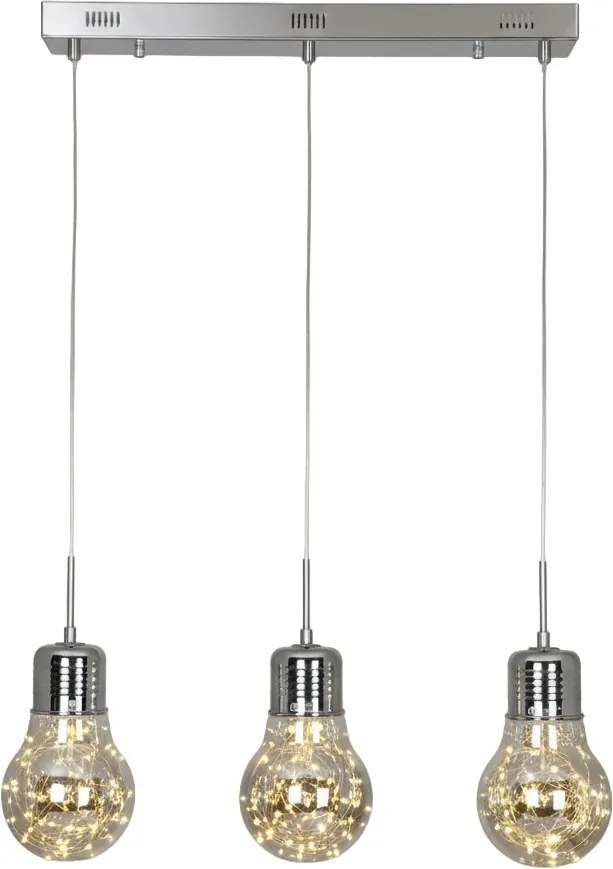 Závesné svietidlo Bulb 3, chrómové telo svietidla, ch