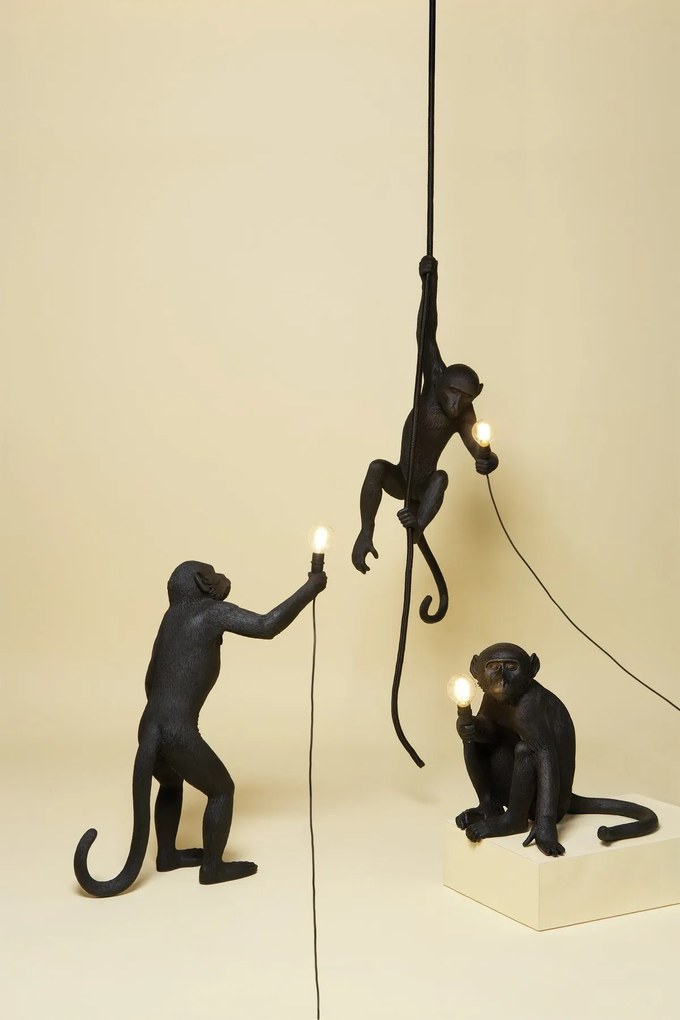 Stolná lampa Monkey sediaca čierna