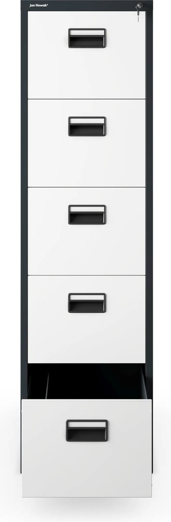 Kovová kartotéková skriňa s 5 zásuvkami, antracitovo-biela, 460x1625.5x620 mm: SARA