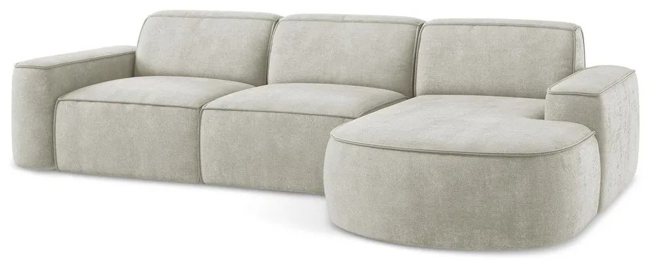 Krémová ženilková rohová pohovka (pravý roh/s leňoškou) Omao – Makamii