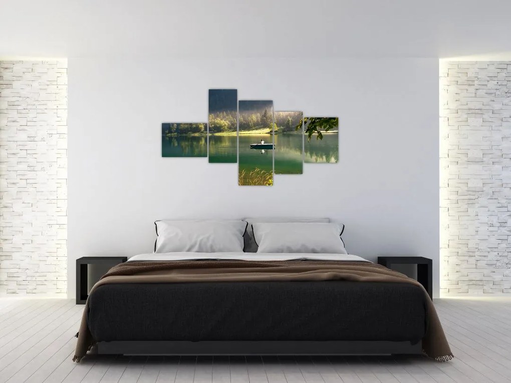 Obraz loďky na jazere