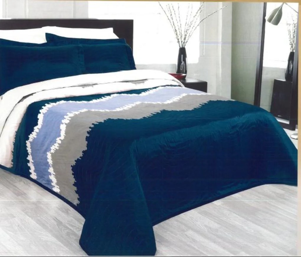 Prikrývka na posteľ, Celine, modrý 240 x 260 cm